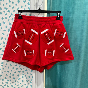 Queen of Sparkle - Red Fuzzy Football Short