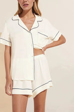 Load image into Gallery viewer, Eberjey - Pure Ivory/Navy Gisele Relaxed Short PJ Set