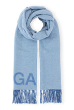Load image into Gallery viewer, Ganni - Light Blue Vintage Recycle Wool Fringed Scarf