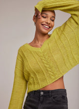 Load image into Gallery viewer, Bella Dahl - Golden Chartreuse V-Neck Cropped Sweater