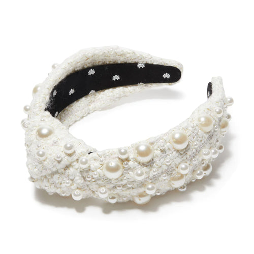LeLe Sadoughi - Ivory Pearl Multi Tweed Knotted Headband