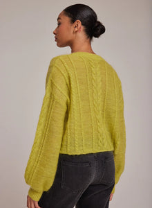 Bella Dahl - Golden Chartreuse V-Neck Cropped Sweater