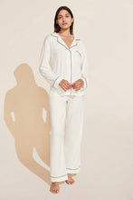 Load image into Gallery viewer, Eberjey - Pure Ivory/Navy Gisele Long PJ Set