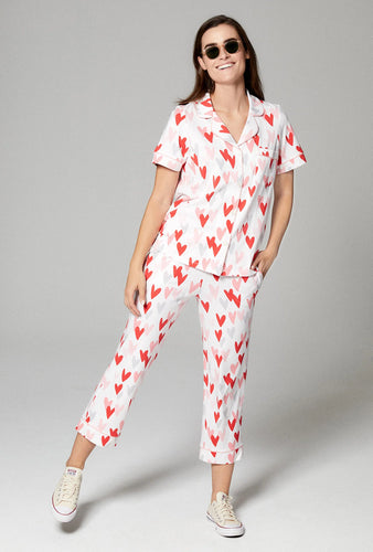 Love Is All You Need Short Sleeve Classic Cropped Stretch Jersey PJ Set