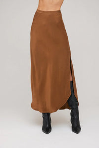 Bella Dahl - Twilight Gold Asymmetric Side Slit Bias Skirt