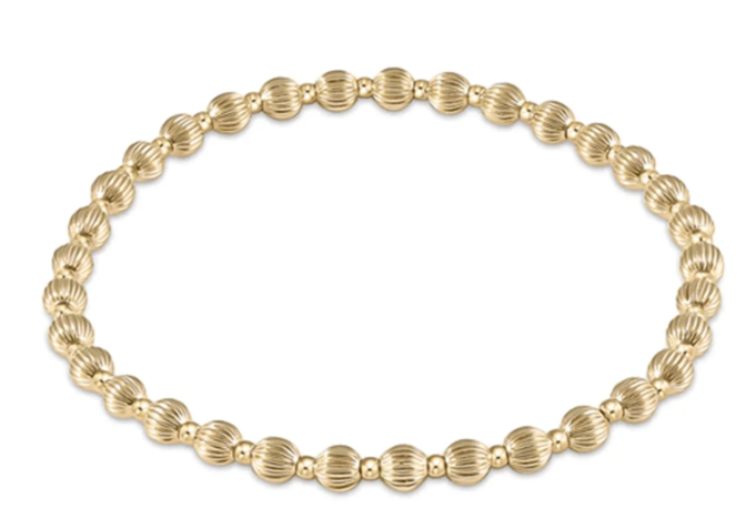 Dignity Grateful Pattern 4mm Bead Bracelet Gold