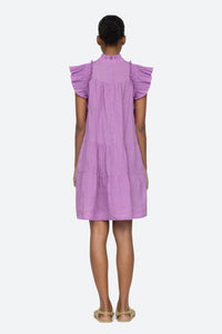 Sea New York - Lavender Micah Solid Ramie Flutter Sleeve Dress