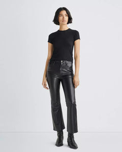 Rag & Bone - Black Casey Faux Leather Cropped Flare Pant
