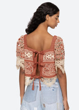 Load image into Gallery viewer, Joah Embroidery Short Sleeve Top W/Tie Back