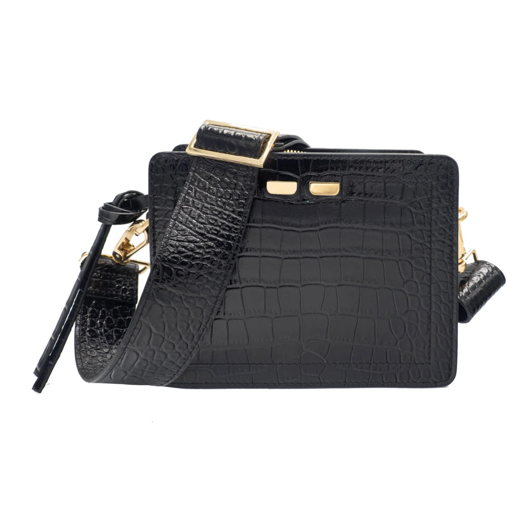 Bene - Fairfax Black Gator Handbag