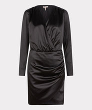 Load image into Gallery viewer, Esqualo - Black Overlap Gathering Dress