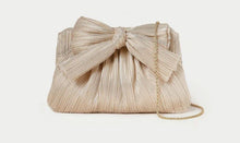 Load image into Gallery viewer, Loeffler Randall - Platinum Rayne Pleated Frame Clutch with Bow