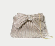 Load image into Gallery viewer, Loeffler Randall - Champagne Rayne Pleated Frame Clutch w/Bow