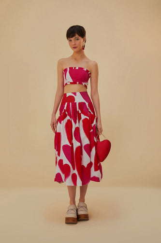 Painted Hearts Midi Skirt