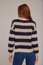 Load image into Gallery viewer, Bella Dahl - Navy Stripes Crew Neck Relaxed Sweater