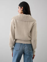 Load image into Gallery viewer, White + Warren - Bone Sustainable Lofty Blend Ribbed Zip Up Jacket